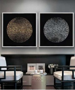 Silver Frame 60*60 Cm 3D Effect Crytsall Porsalein Painting Black
